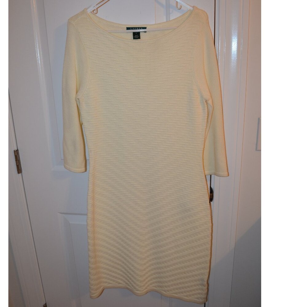 Lauren by Ralph Lauren Knit Cream Sweater Dress